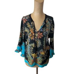 NWT! Kobi Halperin Helen Blouse Blue Silk Blouse Top Size XS